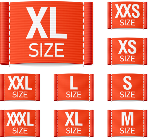 Colored size labels vector set 03 size labels colored   