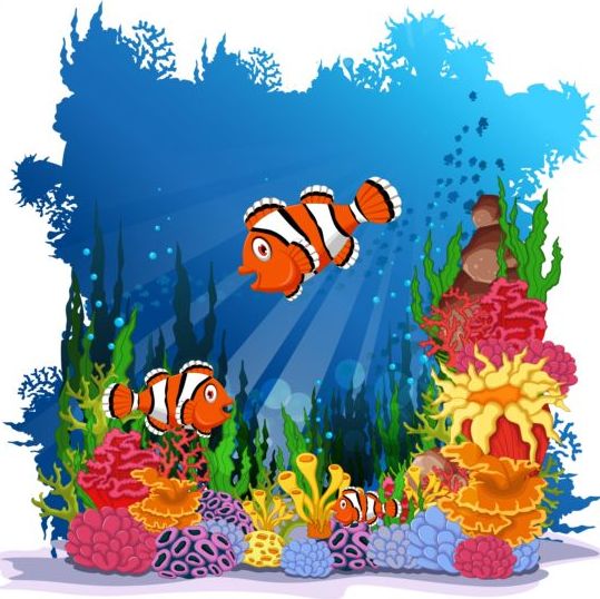 Cartoon underwater world beautiful vector 02 158157 world underwater cartoon beautiful   