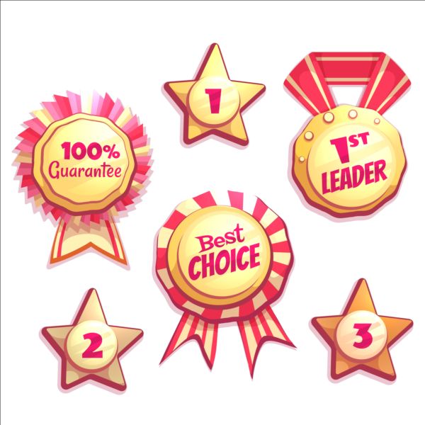 Retro badges with labels vector set 01 Retro font labels badges   