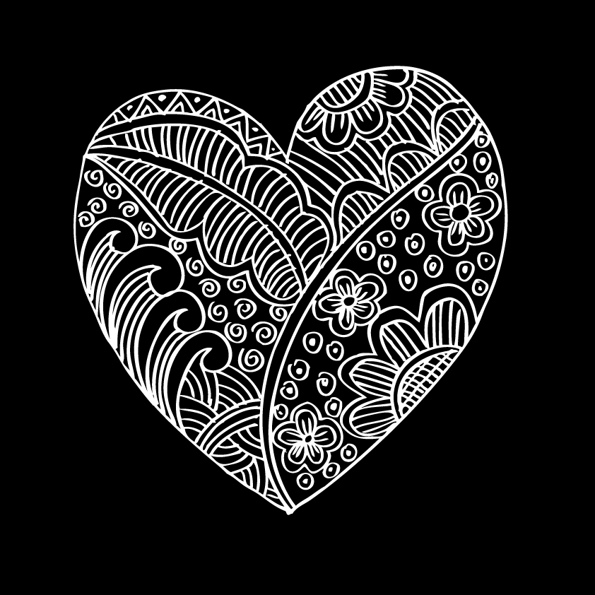 Doodle heart with floral vector material 07 heart floral doodle   