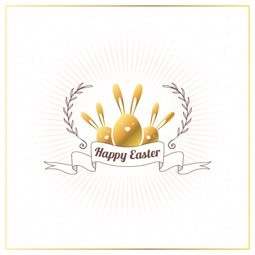 Happy easter ribbon labels vector 01 ribbon happy golden easter   