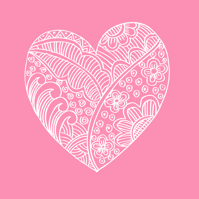 Doodle heart with floral vector material 06 heart floral doodle   