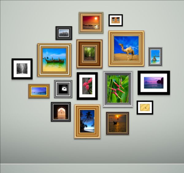 Photo with photo frame on wall vector 02 wall photo frame   