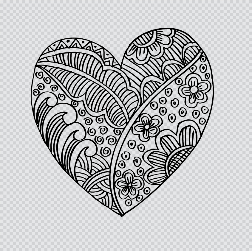 Doodle heart with floral vector material 05 heart floral doodle   