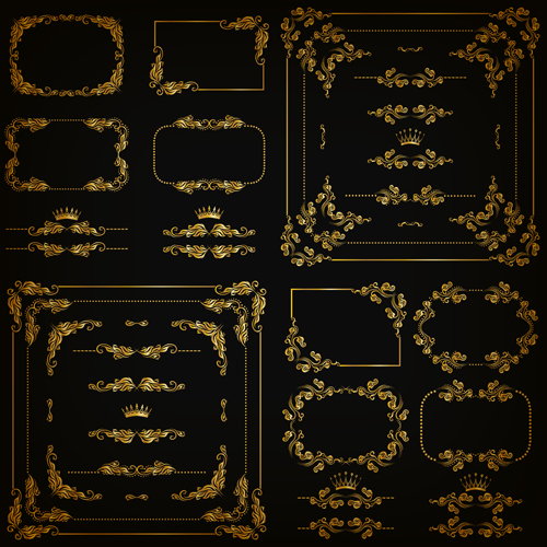 Ornate golden frame with ornaments vector 03 ornate ornaments golden frame   