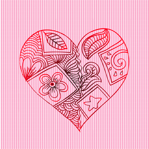 Doodle heart with floral vector material 02 heart floral doodle   