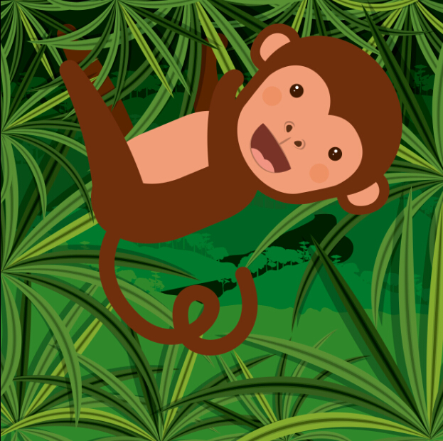 Monkey with green plant vector plant monkey green   