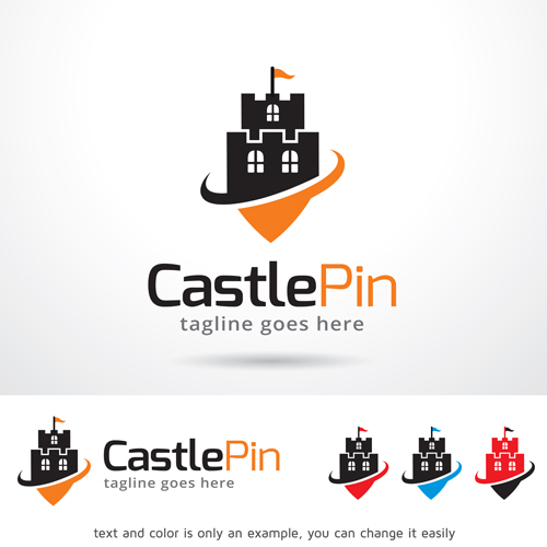 Castle pin logo vector pin logo castle   