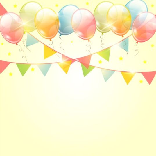 Birthday pennants background with colored balloon vector pennants colored birthday balloon background   
