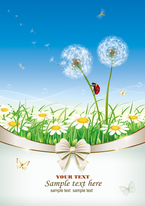 Elegant meadow with flowers art background vector 01 meadow flowers elegant background   