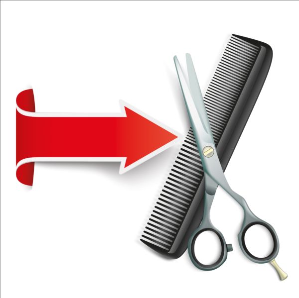 Arrow with scissors comb vector 02 scissors comb arrow   