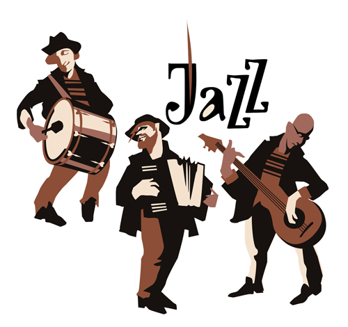 Musicians with jazz music vector material 01 musicians Jazz   