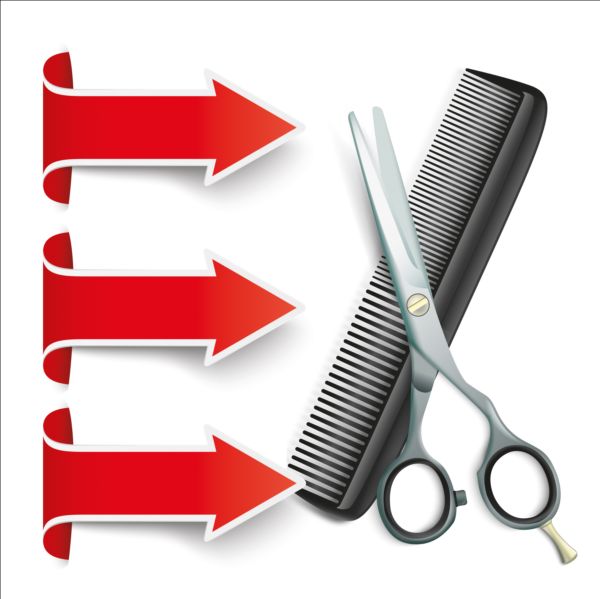 Arrow with scissors comb vector 01 scissors comb arrow   