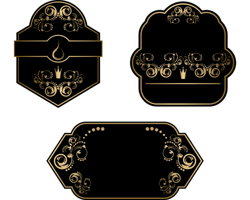 Luxury black labels vector material luxury labels black   