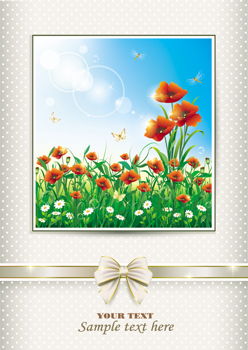 Elegant meadow with flowers art background vector 07 meadow flowers elegant background   