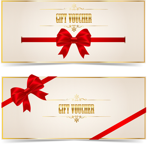 Gift voucher with red bow vectors red gift bow   