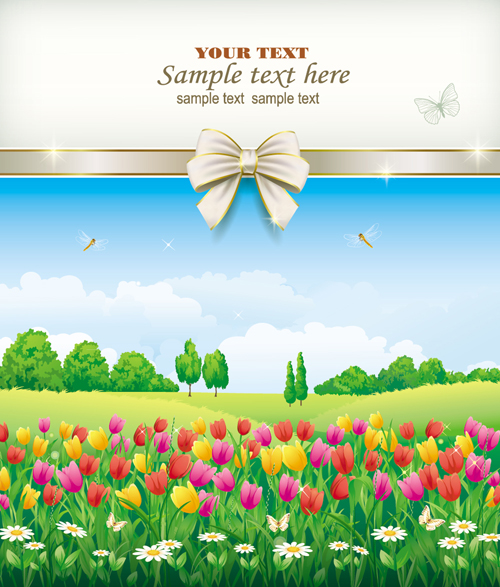 Elegant meadow with flowers art background vector 06 meadow flowers elegant background   