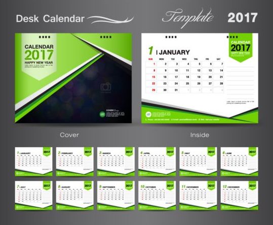 Desk calendar 2017 vectors template 03 desk calendar 2017   