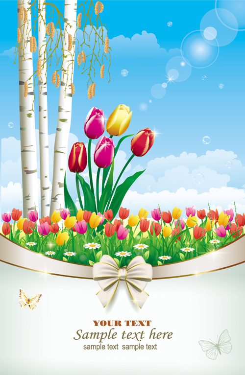 Elegant meadow with flowers art background vector 05 meadow flower elegant background   