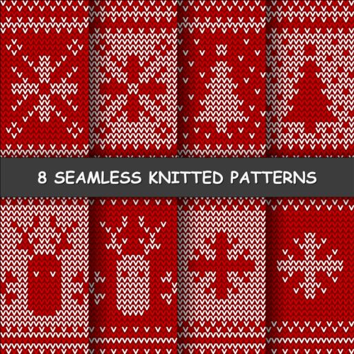 Red and white knitted pattern seamless vector 05 white seamless red pattern knitted   