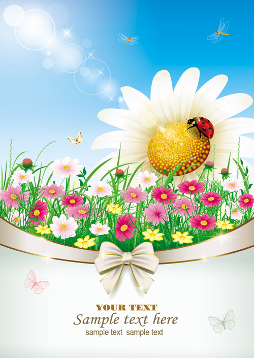 Elegant meadow with flowers art background vector 04 meadow flowers elegant background   