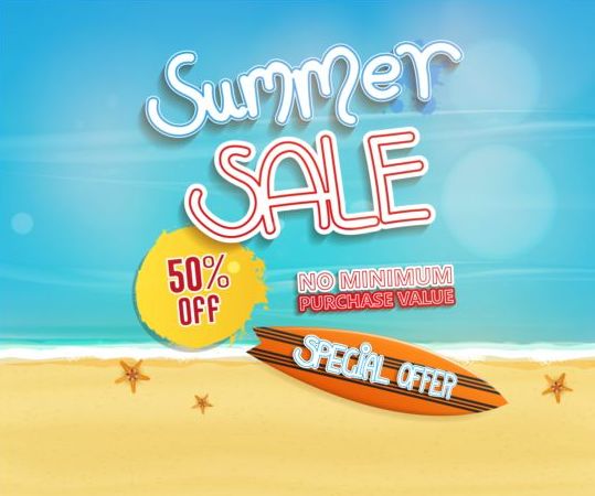 Summer sale special offer with beach background 06 summer special sale offer beach background   