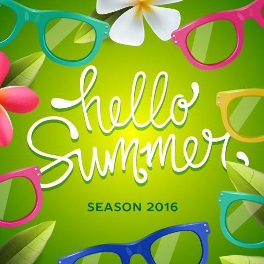 Summer background with colored picture frame vector 01 summer picture frame colored background   