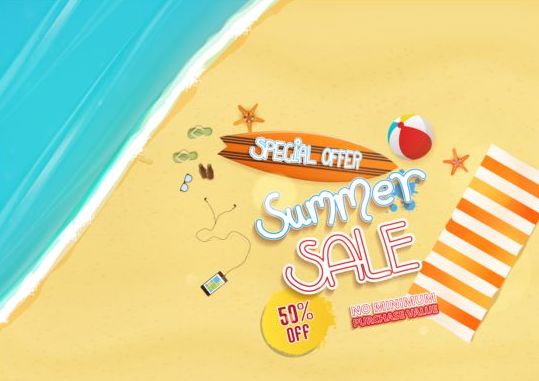 Summer sale special offer with beach background 05 summer special sale offer beach background   