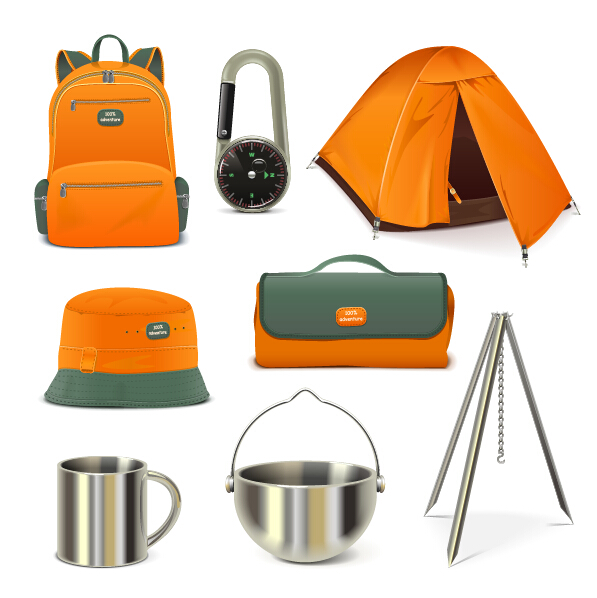 Rralistic camping equipment vector material 03 Rralistic material equipment camping   