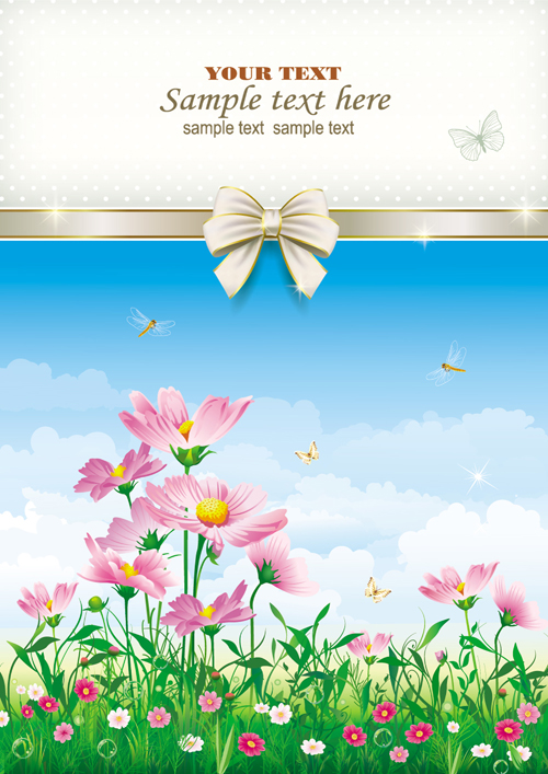 Elegant meadow with flowers art background vector 03 meadow flowers elegant background   