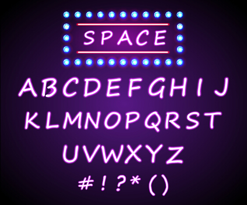 Purple neon light alphabet vector design 03 purple neon light alphabet   