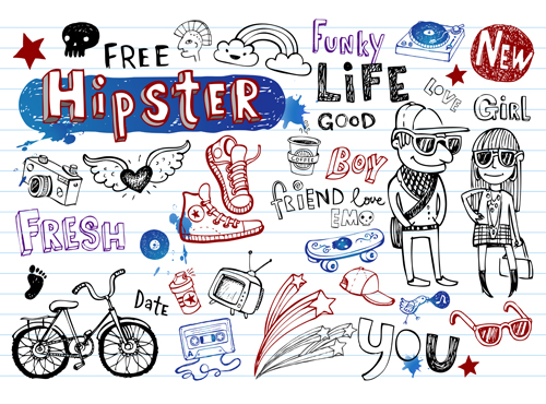 Hand drawing hipster elements vector illustration 02 illustration hipster Hand drawing   