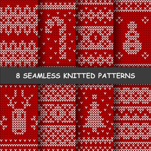 Red and white knitted pattern seamless vector 02 white seamless red pattern knitted   