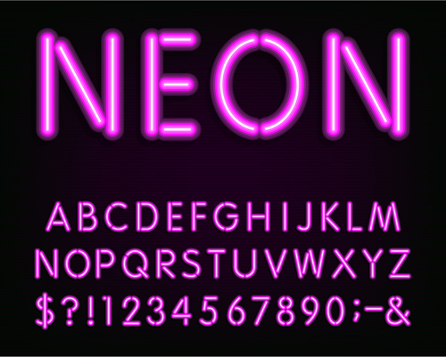 Purple neon light alphabet vector design 02 purple neon light alphabet   