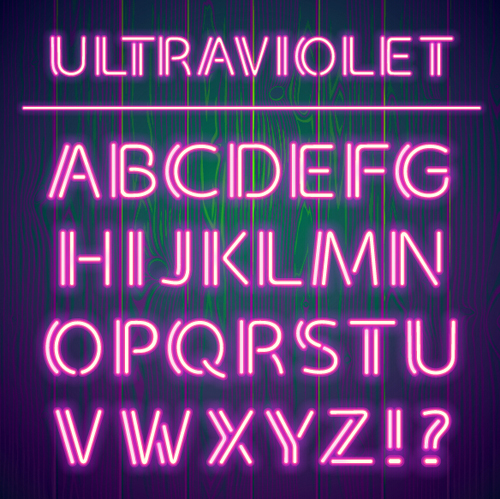Purple neon light alphabet vector design 01 purple neon light alphabet   