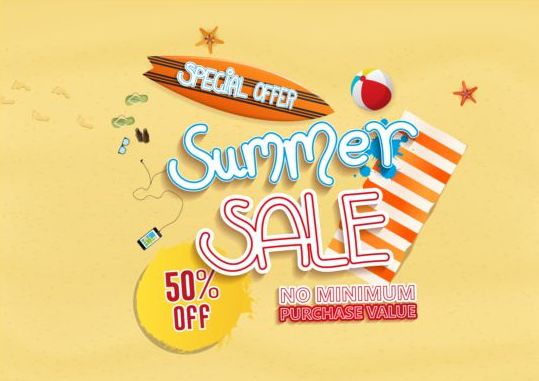 Summer sale special offer with beach background 02 summer special sale offer beach background   