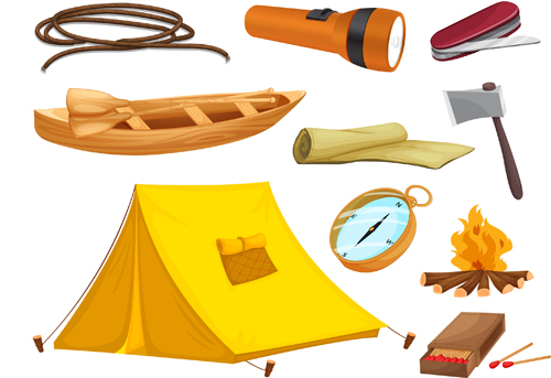 Rralistic camping equipment vector material 01 Rralistic material equipment camping   
