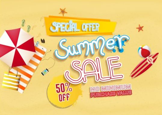 Summer sale special offer with beach background 01 summer special sale offer beach background   