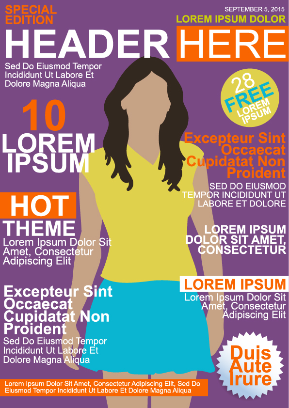 Fashion woman magazine cover vector material 02 woman material magazine fashion cover   