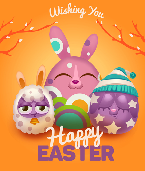 Easter rabbit cards vector material 02 rabbit easter cards   