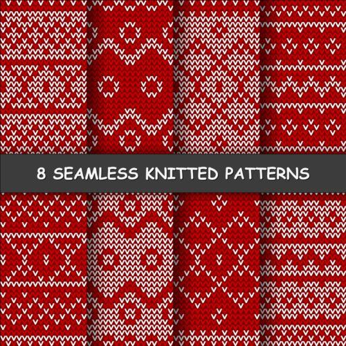 Red and white knitted pattern seamless vector 08 white seamless red pattern knitted   
