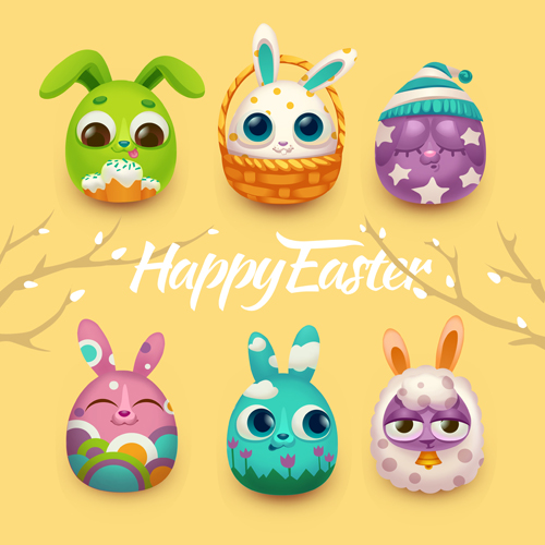 Easter rabbit cards vector material 01 rabbit easter cards   