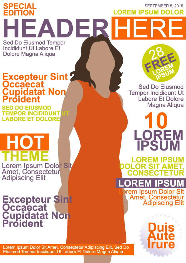 Fashion woman magazine cover vector material 01 woman material magazine fashion cover   