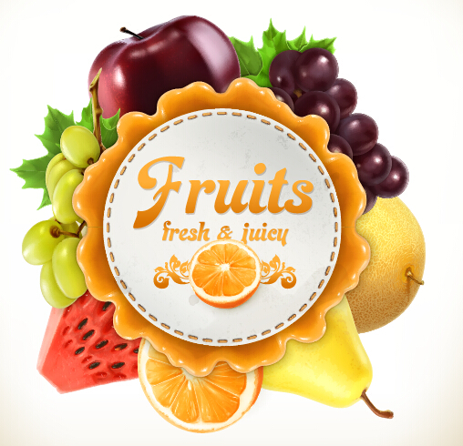 Fresh fruits vector label 02 label fruits fresh   