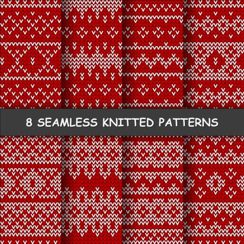 Red and white knitted pattern seamless vector 06 white seamless red pattern knitted   