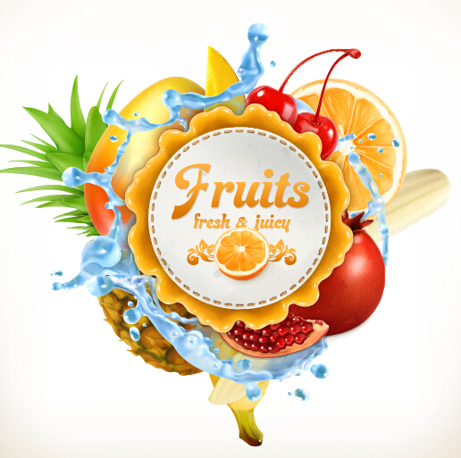 Fresh fruits vector label 01 label fruits fresh   