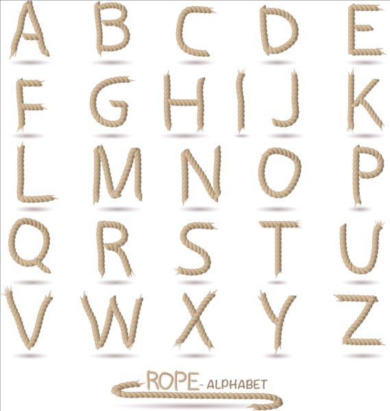 Rope alphabet vector design rope alphabet   