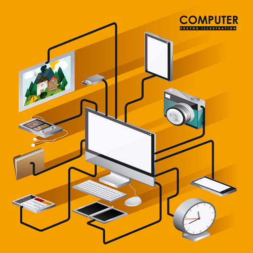 Computer technology isometrics template vector 05 template technology isometrics computer   