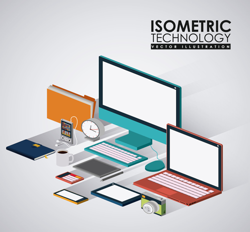 Computer technology isometrics template vector 02 template technology isometrics computer   