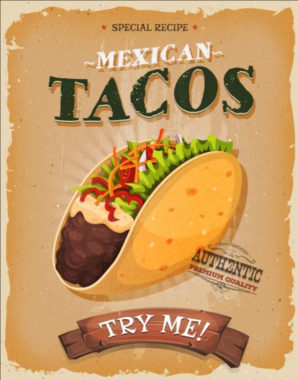 Tacos vintage poster vector vintage Tacos poster   